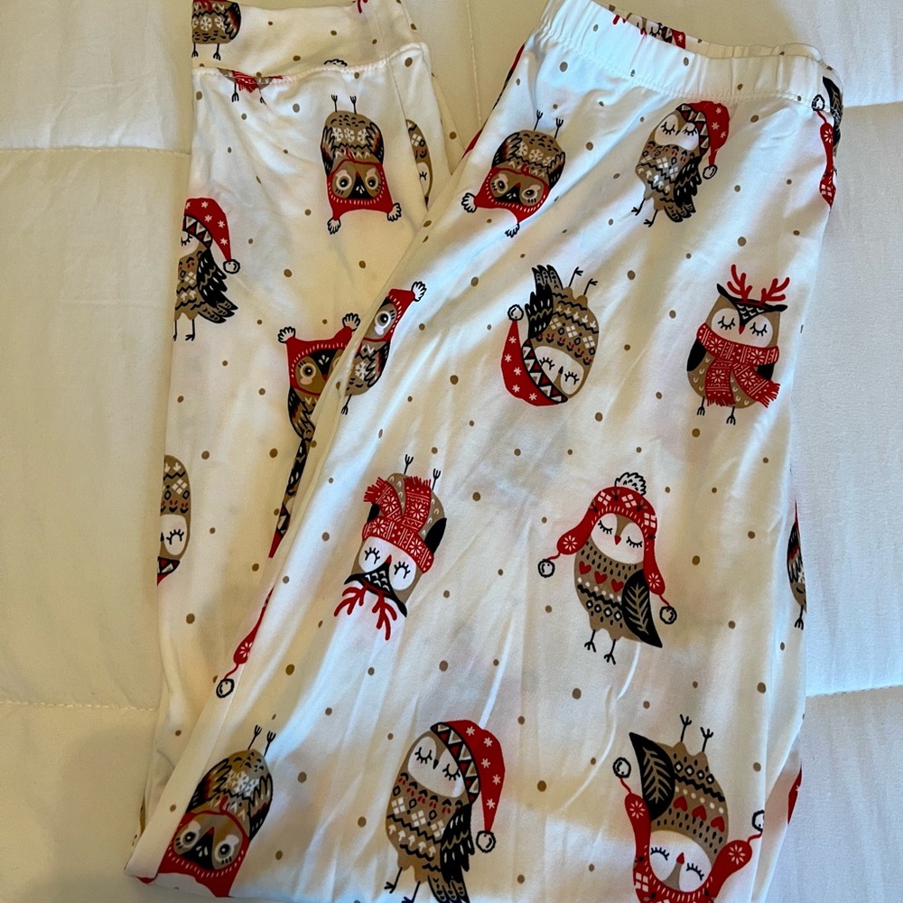 Secret Treasures Pajama Bottoms with Festive Owl Print